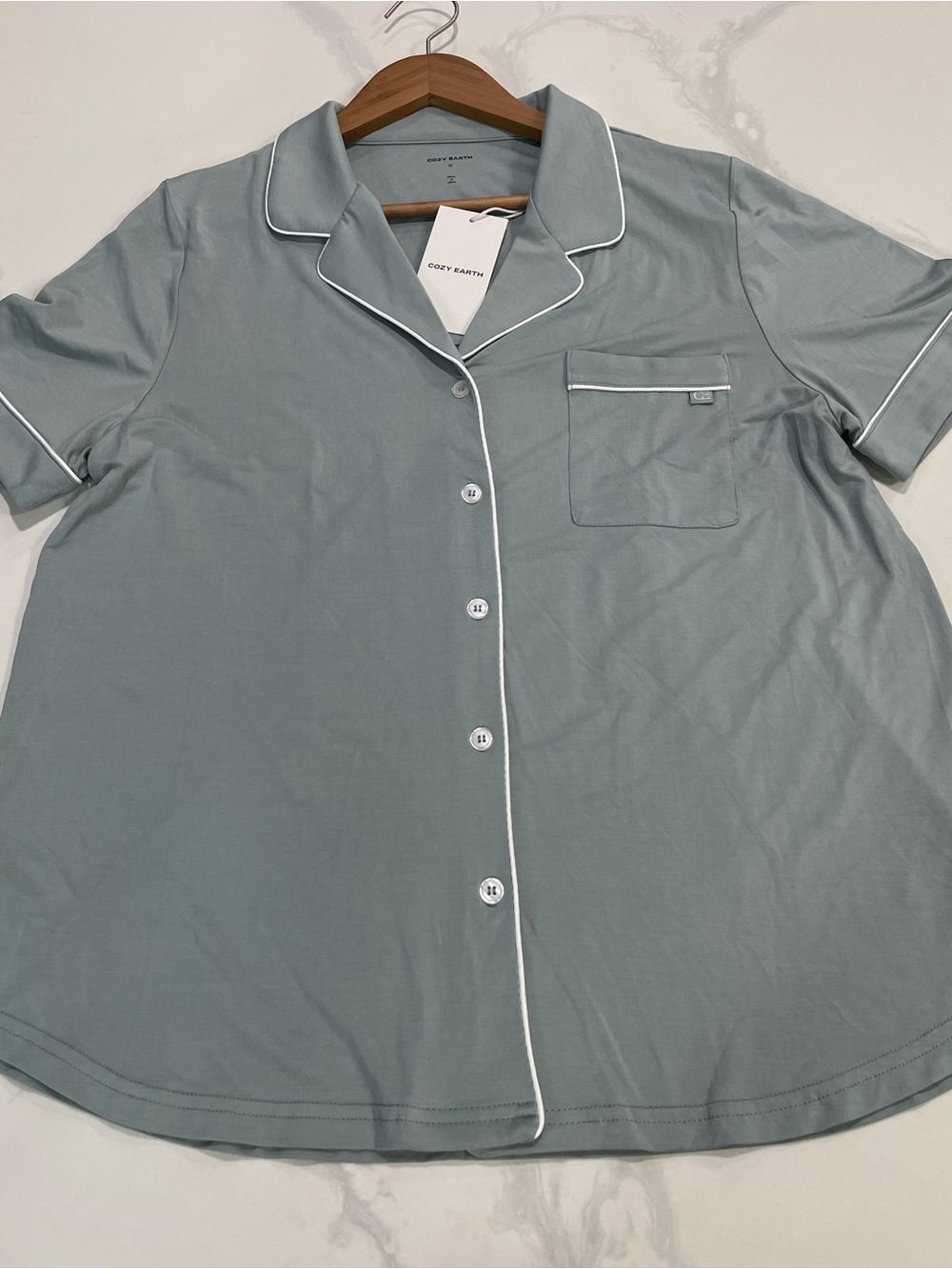 NWT Cozy Earth Women's Bamboo Short Sleeve Pajama Top – Sage Green
